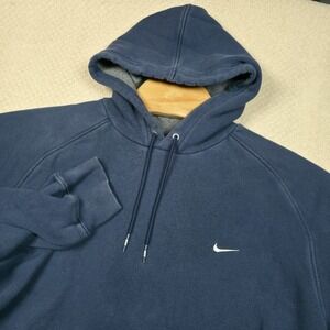 Vintage Nike Swoosh Hoodie Mens XL Y2K Pullover Sweatshirt Blue 90s Athletic Gym
